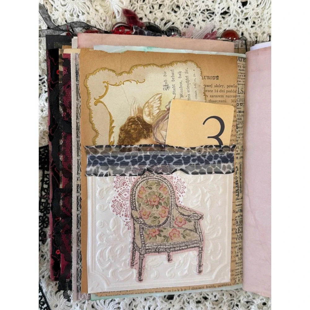 Vintage Style Handmade Junk Journal, featuring Black Lace